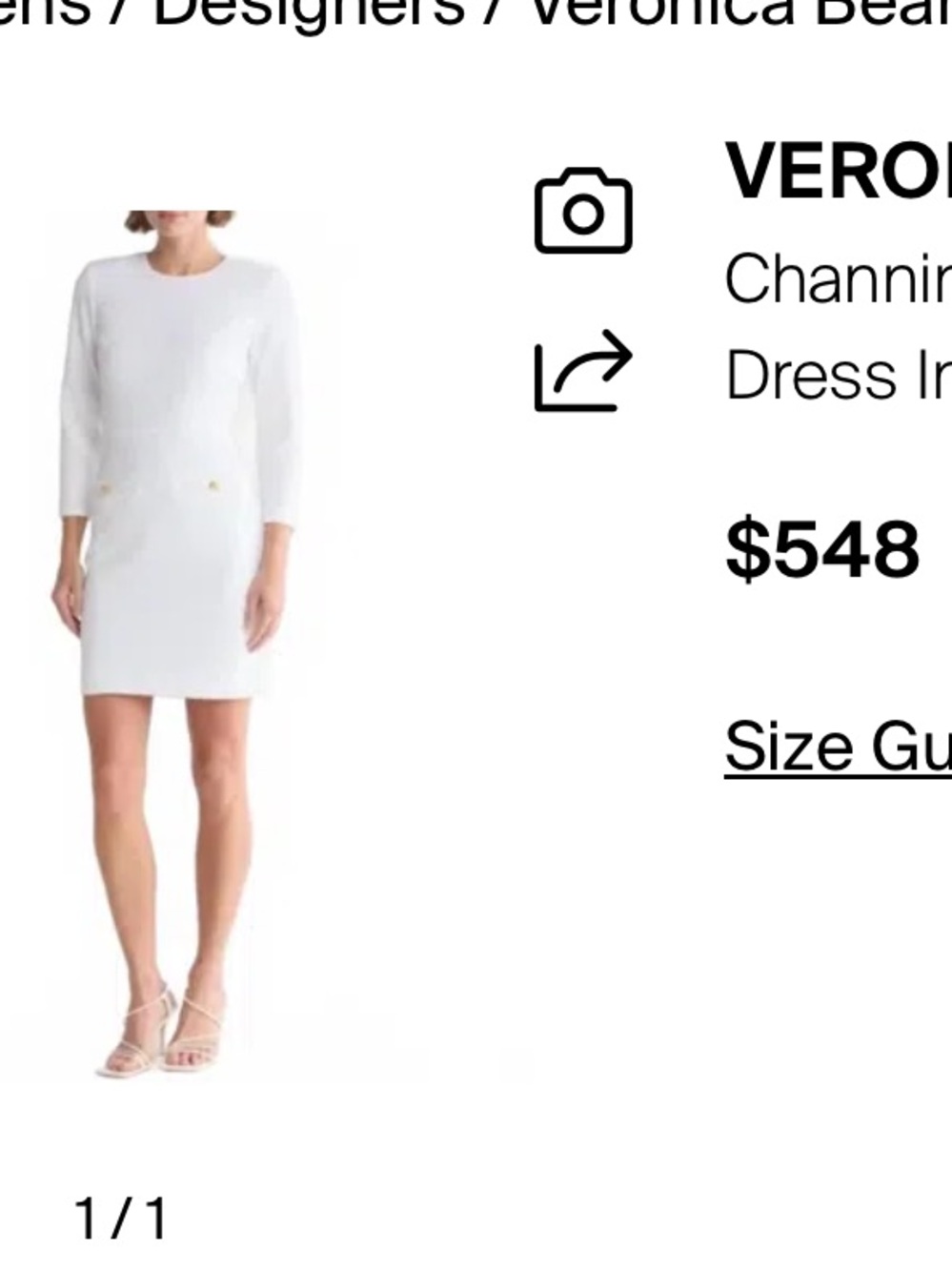Veronica Beard White Long-Sleeve Mini Shift Dress - Picture 3 of 10